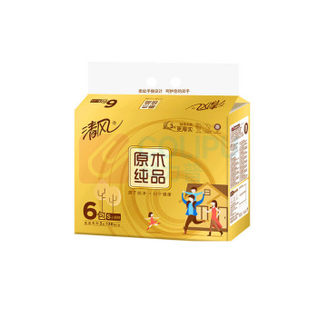 清风 抽纸 BR65SJ1 206*136mm (白色) 原木纯品金装3层130抽6包/提 (单位：提)