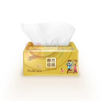 清风 抽纸 BR65SJ1 206*136mm (白色) 原木纯品金装3层130抽6包/提 (单位：提)