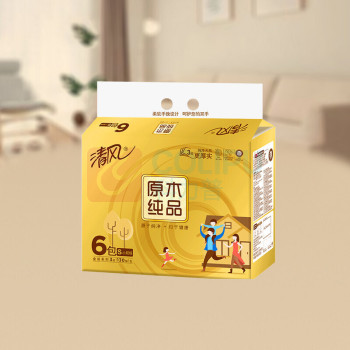 清风 抽纸 BR65SJ1 206*136mm (白色) 原木纯品金装3层130抽6包/提 (单位：提)