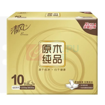 清风 抽纸 金装系列 3层120抽*10包 