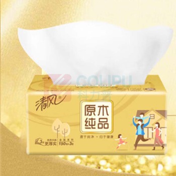 清风 原木150抽金装系列3层抽纸 BR36MJ2 3层*150抽*48包  48包/箱 整箱发出