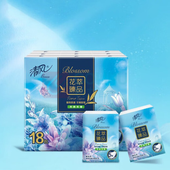 清风 抽纸 抽取式面巾手帕纸 花萃臻品5层6张 54包 整箱 B62GHCE 