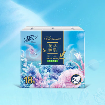 清风 抽纸 抽取式面巾手帕纸 花萃臻品5层6张 54包 整箱 B62GHCE 