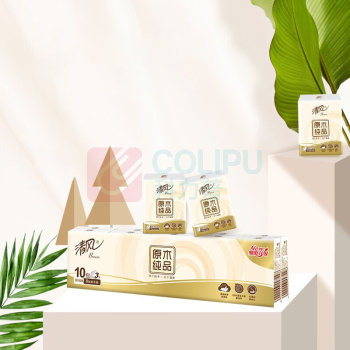 清风 抽纸 抽取式面巾手帕纸 原木纯品3层8张 90包 整箱 B60ACE 