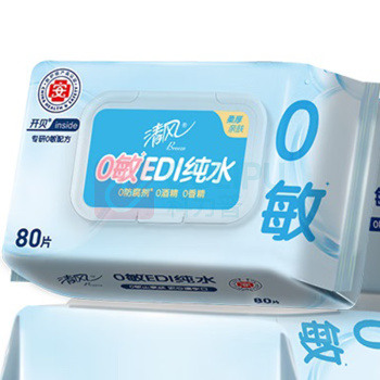 清风 纯水湿巾 BWBA80/BWBA80E0/ BWBA80E1/BWBA80E2/BWBA80E3 160mm*200mm 80片/包 4包/箱 新老包装随机发货