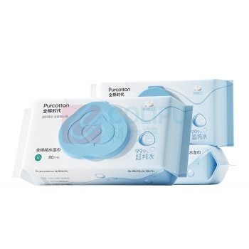 全棉时代 PURCOTTON 全棉纯水湿巾 PPC24700002 150mmX178mm 80片/包 3包/提