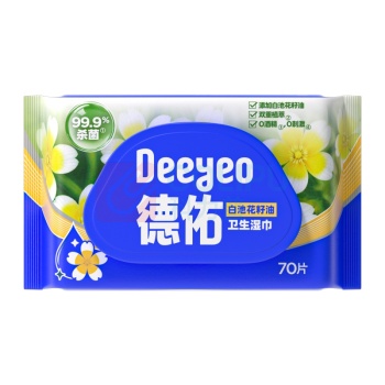 德佑 DEEYEO 白池花籽油卫生湿巾 70抽 (白色)