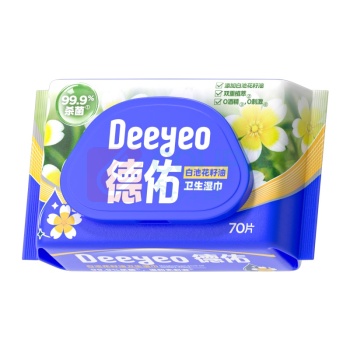 德佑 DEEYEO 白池花籽油卫生湿巾 70抽 (白色)