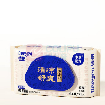 德佑 DEEYEO 清凉舒爽系列湿厕纸 200mm*150mm 64片/包 6包/组