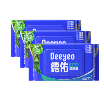 德佑 DEEYEO 马齿苋湿厕纸 180mm*140mm 80片/包 3包/组
