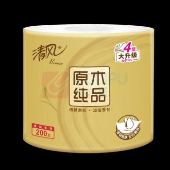 清风 原木金装有芯卷筒纸200克4层加厚卫生纸卷 10卷/提 