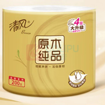 清风 原木金装有芯卷筒纸200克4层加厚卫生纸卷 10卷/提 