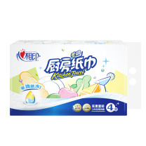 心相印 Mind Act Upon Mind 厨房纸巾 KT403 双层 225*225mm 60节/卷 4卷/提 12提/箱