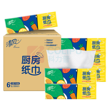 清风 抽取式加厚厨房纸巾 B806K 2层76张*6包  整箱售卖