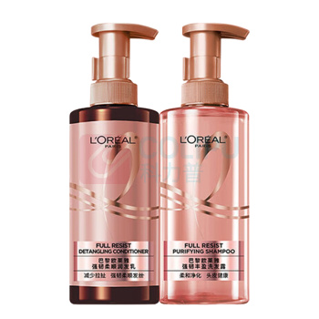欧莱雅 L'OREAL 洗发水护发素控油无硅油洗护套装 强韧柔顺生姜 洗440ml+护440ml 8瓶/箱