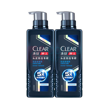 清扬 CLEAR 男士劲能瓶头皮劲活专研劲凉冰爽型去屑洗发水 洗发水380g*2