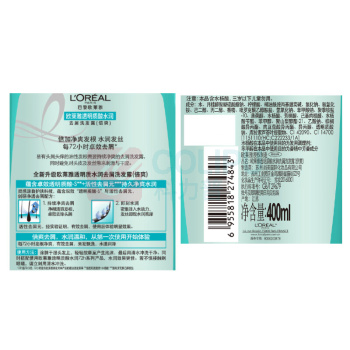 欧莱雅 L'OREAL 透明质酸水润去屑洗发露 (倍爽) 400ml/瓶 12瓶/箱