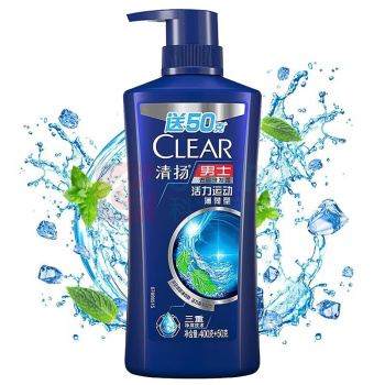 清扬 CLERA 洗发露 450ml*1瓶装  男士去屑 活力运动薄荷型