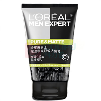 欧莱雅 L'OREAL 洁面膏 男士控油炭爽双效 100ml