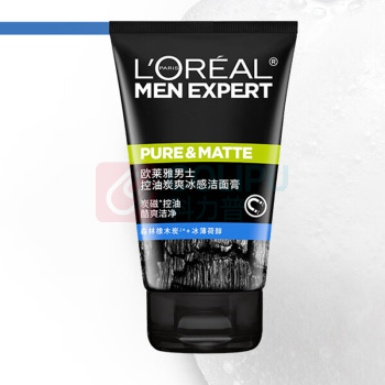欧莱雅 L'OREAL 男士控油炭爽冰感洁面膏 100ml/瓶