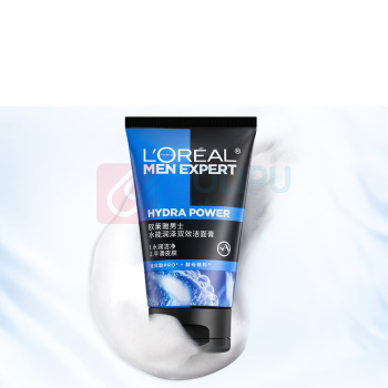 欧莱雅 L'OREAL 男士水能润泽双效洁面膏100ML*2支(不含赠品) 水能润泽