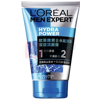 欧莱雅 L'OREAL 男士双效洁面膏 水能润泽 100ml/瓶