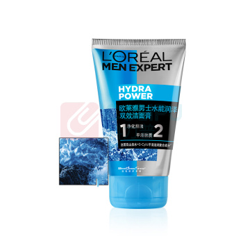 欧莱雅 L'OREAL 男士双效洁面膏 水能润泽 100ml/瓶