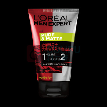 欧莱雅 L'OREAL 男士火山岩双效清痘洁面膏 100ml