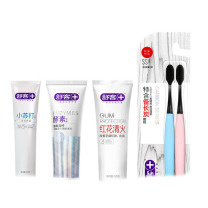 舒客 Saky 臻护个人口腔护理组 ZHS-GR32 【舒客精研亮白酵素牙膏(漫舞樱花)120克*1 舒客红花清火牙膏120克*1 舒客小苏打牙膏洁白细护牙膏105g*1 舒客随机款软毛牙刷*2】
