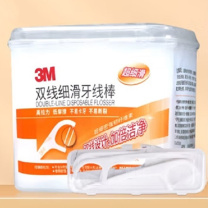 3M 细滑深洁双线牙线签 配收纳盒 124支装