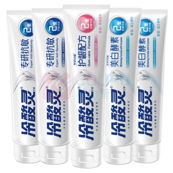 冷酸灵 专研抗敏美白护龈牙膏套装 500g/套 专研抗敏护龈配方牙膏100克*1+专研抗敏美白酵素牙膏100克*2+专研抗敏牙膏100克*2