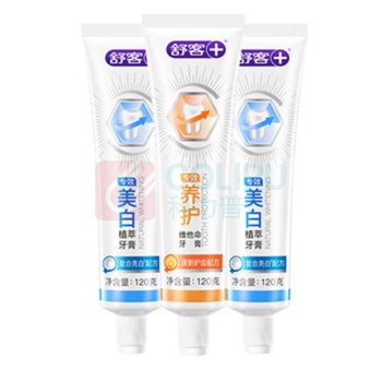 舒客 Saky 专效美白护龈牙膏组合 (薄荷2支+鲜橙1支) 120g*3支 (新老包装随机发)