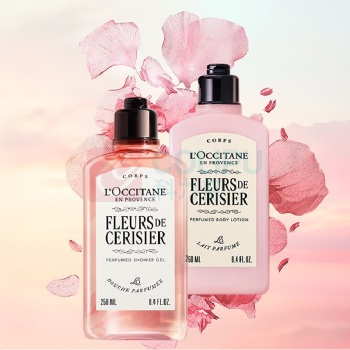 欧舒丹 L'OCCITANE 沐浴润肤套装新版 甜蜜樱花香 沐浴露250ml+润肤露250ml -新版