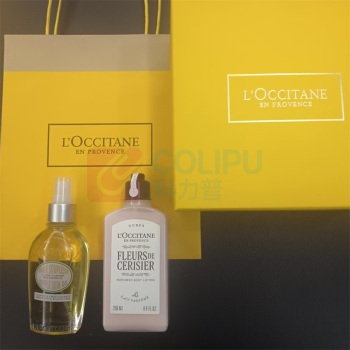 欧舒丹 L'OCCITANE 礼盒套装 美肤油身体乳 甜扁桃美肤油100ml+樱花润肤乳250ml 配礼盒礼袋