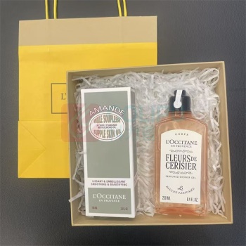 欧舒丹 L'OCCITANE 套装礼盒 身体护理 美肤油100ml+樱花沐浴露250ml 配礼盒礼袋