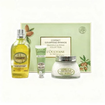 欧舒丹 L'OCCITANE 身体乳套装 30ml+250ml+200ml 甜扁桃紧致(护手霜+沐浴油+美体乳) 配品牌礼盒礼袋