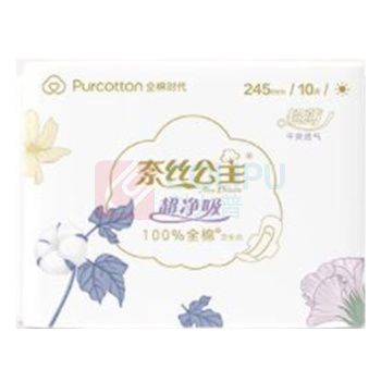 全棉时代 PURCOTTON 奈丝公主超净吸超薄日用卫生巾 245mm*10片/包 24包/箱