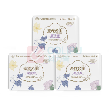 全棉时代 PURCOTTON 奈丝公主超净吸超薄日用卫生巾 245mm*10片/包 24包/箱