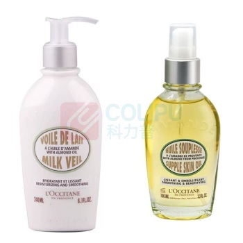 欧舒丹 L'OCCITANE 礼盒套装 身体乳 甜扁桃美肤油100ml+美肤露240ml 配礼盒礼袋
