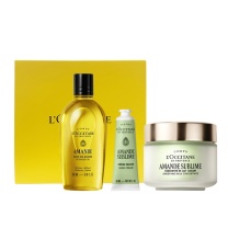 欧舒丹 L'OCCITANE 甜扁桃三件套 (沐浴油250ml+美肤乳200ml+护手霜30ml) 新老包装交替发货