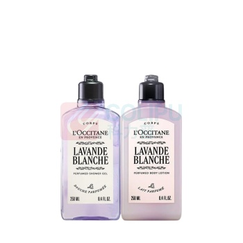 欧舒丹 L'OCCITANE 白色薰衣草沐浴润肤套装(沐浴250ml+润肤250ml) 含礼盒拎袋