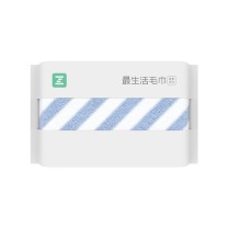 最生活 新疆长绒棉密封毛巾 纯棉洗脸巾蓝白条纹 A-1201 100g (蓝色)