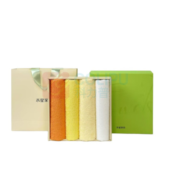 水星家纺 缤彩生活A类长绒棉毛巾礼盒 100%棉 33cmx72cm*4条