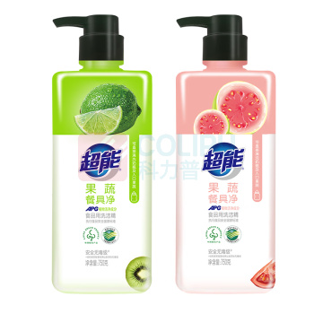 超能 洗洁精 果蔬餐具净 柠檬+芭乐 750g 2瓶/套