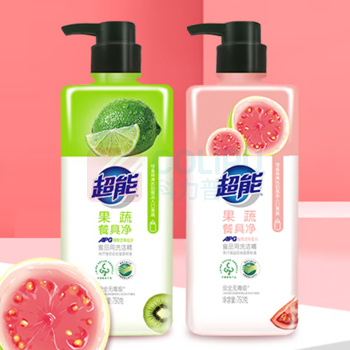 超能 洗洁精 果蔬餐具净 柠檬+芭乐 750g 2瓶/套