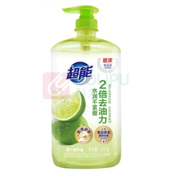 超能 离子去油洗洁精 (柠檬护手) 1.5kg/瓶 6瓶/箱 (新包装爆汁鲜柠,新老包装随机发货)