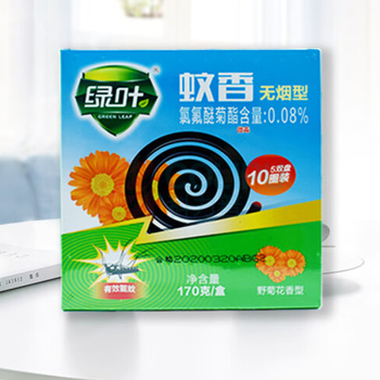 绿叶 无烟盘式蚊香10盘/盒野菊花香型家用驱蚊蚊香 GL5012 5盒装