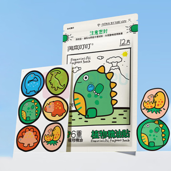 润本 RUNBEN 叮叮植物贴 恐龙王国 12片/袋 新老包装随机发