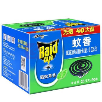 雷达 Raid 蚊香 驱蚊草香型 40盘装 (黑色)