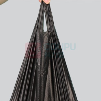 庄太太 手提式垃圾袋加厚背心带提手的特厚塑料小号厨余厨房 32*52cm 100个/包 (黑色)